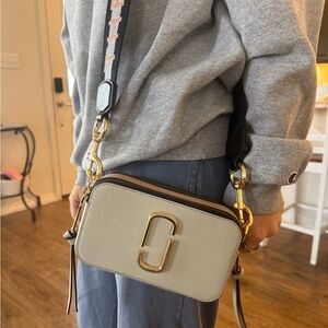 Marc Jacobs Cream Crossbody Bag with Gold Accents